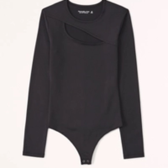 Abercrombie Long Sleeve Cutout Crew Bodysuit small Crewneck Tight Going Out Top - Picture 2 of 12